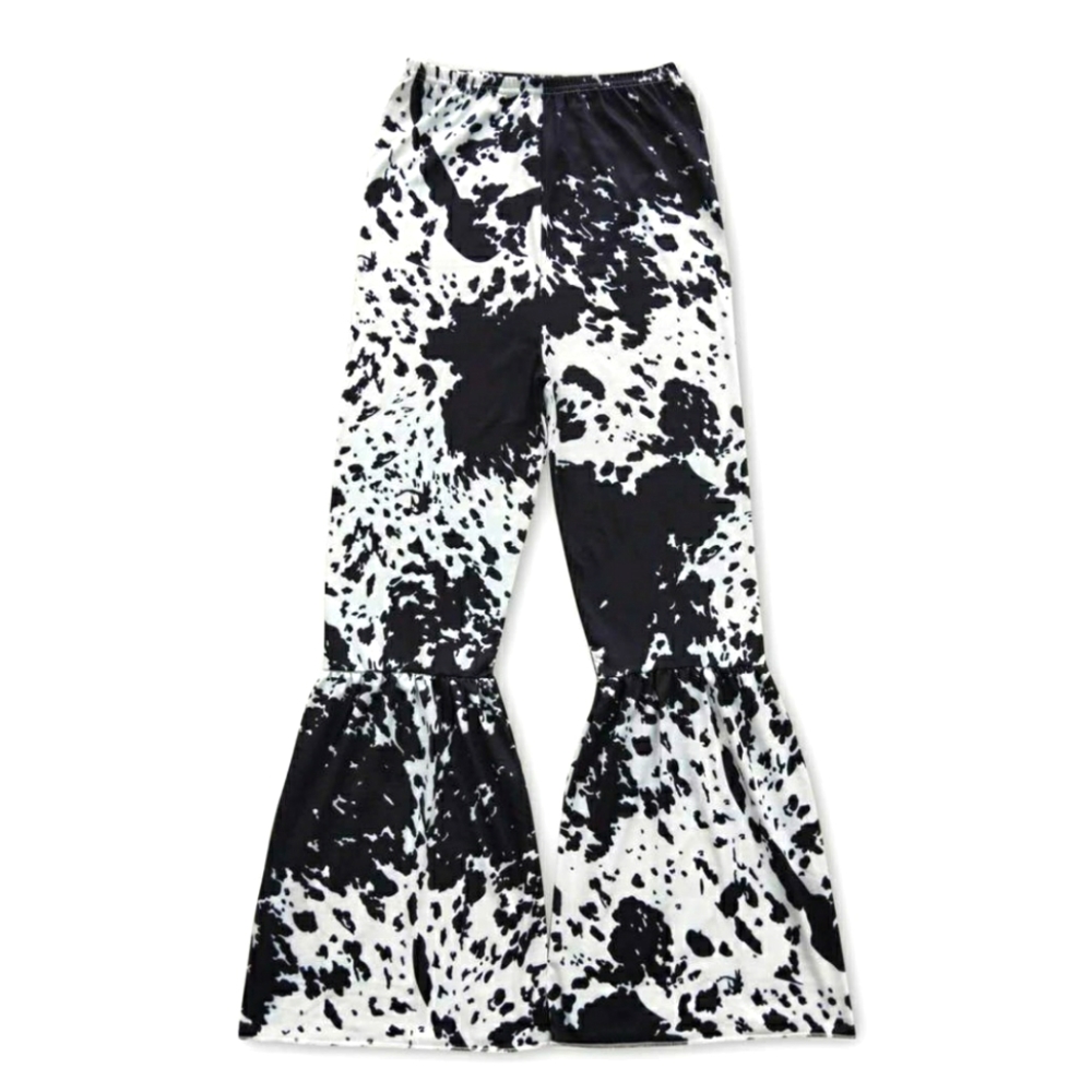 Cow Print Bell Bottom Pants